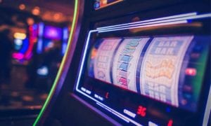 Close-up on a slot machine