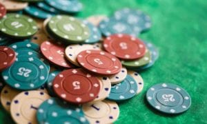 Poker chips on a table