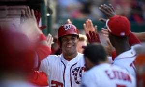 Washington Nationals' Juan Soto celebrates his two-run home run