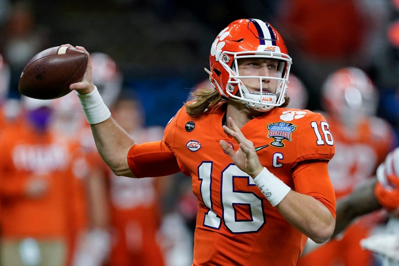 Clemson quarterback Trevor Lawrence passes against Ohio State