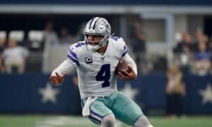 Dallas Cowboys quarterback Dak Prescott (4) runs the ball during a NFL football game