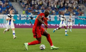 Belgium's Romelu Lukaku runs with the ball during the Euro 2020 soccer championship