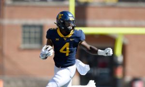 West Virginia running back Leddie Brown in the first half of an NCAA college football game
