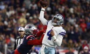 Dallas Cowboys quarterback Dak Prescott throws during an NFL football game
