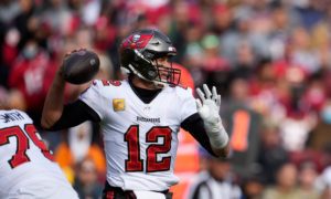 Tampa Bay Buccaneers quarterback Tom Brady (12) in action