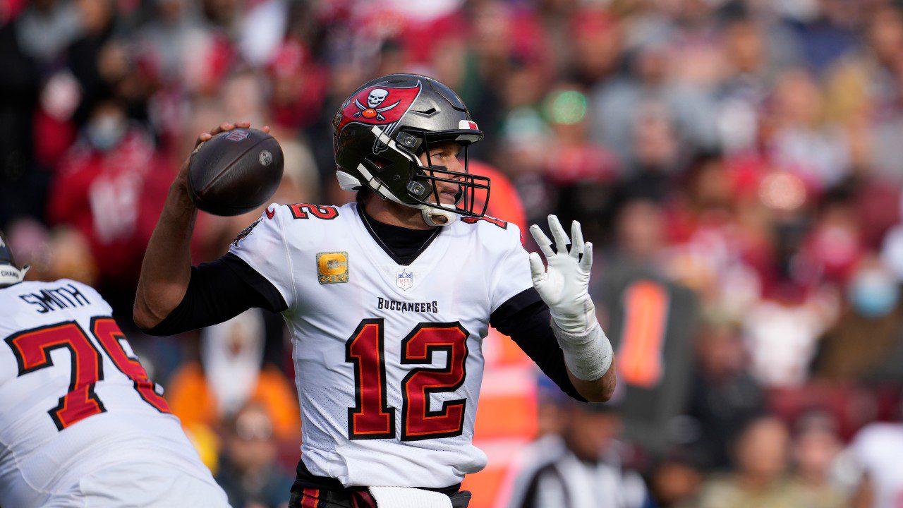 Tampa Bay Buccaneers quarterback Tom Brady (12) in action