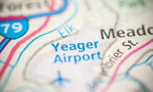 Image of Yeager Airport on a map for a story about the distance of each West Virginia casino from the Yeager Airport.
