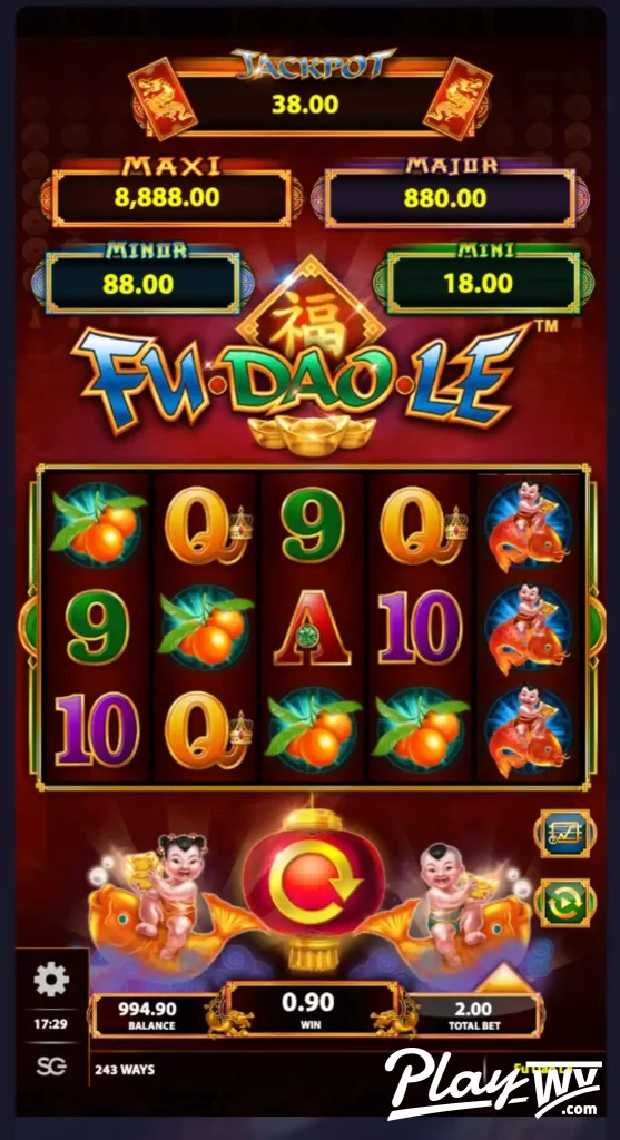 Winning spin animation in Fu Dao Le