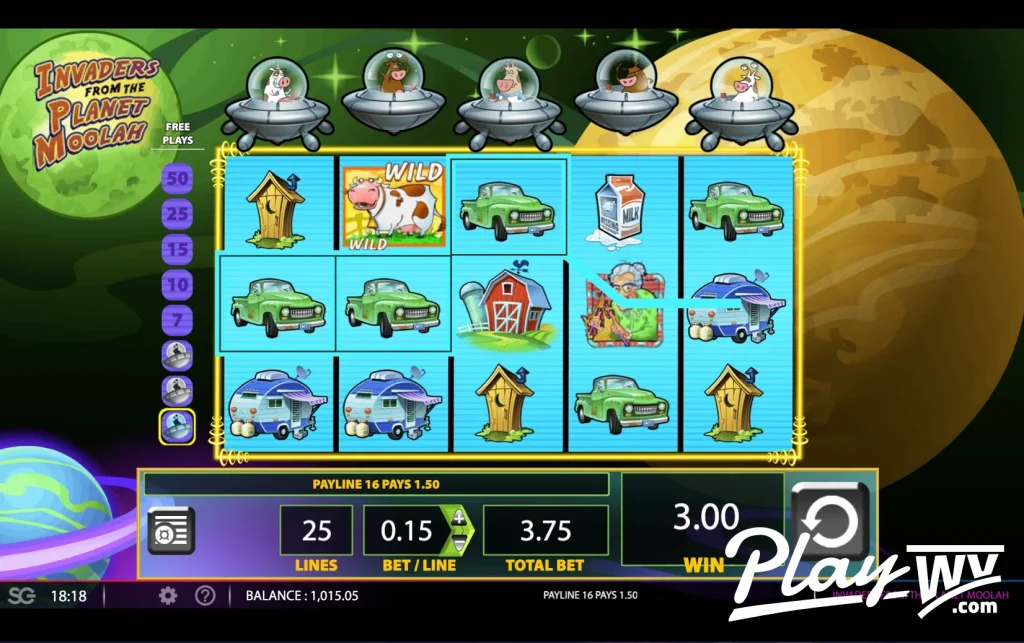Winning spin animation on Invaders From the Planet Moolah