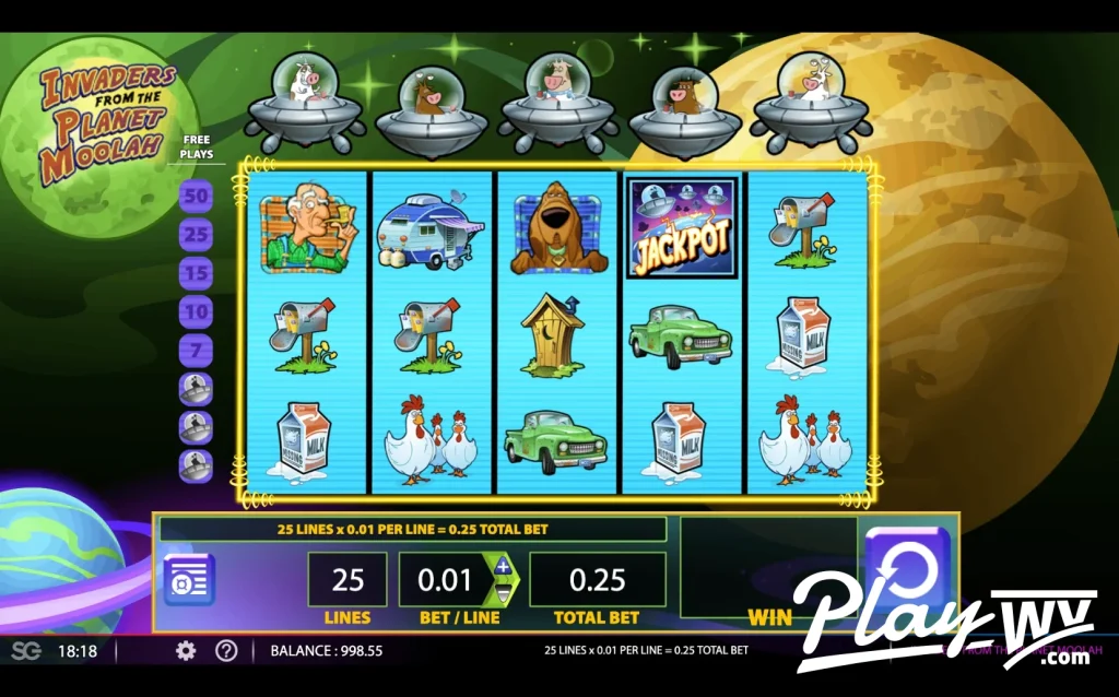 Losing round on the Invaders From the Planet Moolah slot