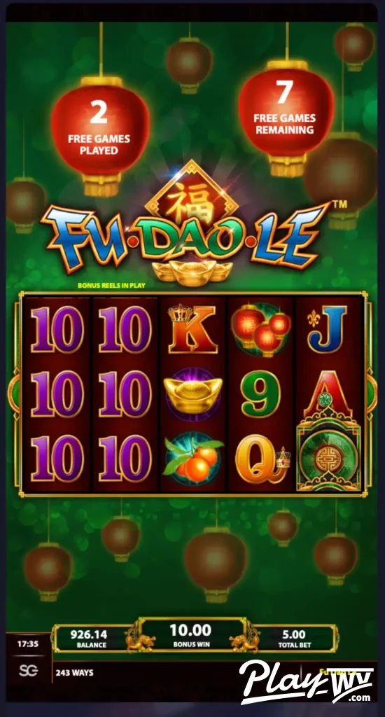 Free games feature in the Fu Dao Le slot