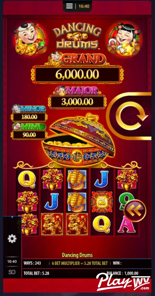 Dancing Drums slot game start screen